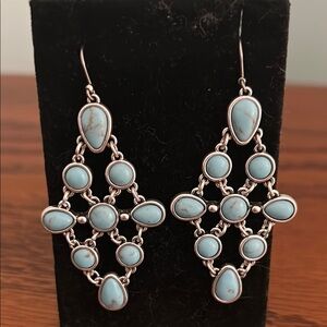 Elegant Silver and Faux Turquoise Earrings
